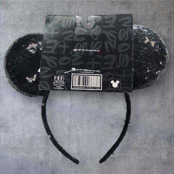 Disney Minnie Mouse Sequin Ear Headband Black w/ Red Bow Aldi Exclusive - Picture 2 of 3